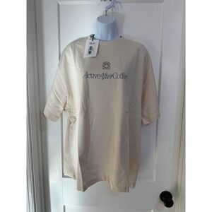 Active After Coffee Cream Graphic Tee Shirt - Size large